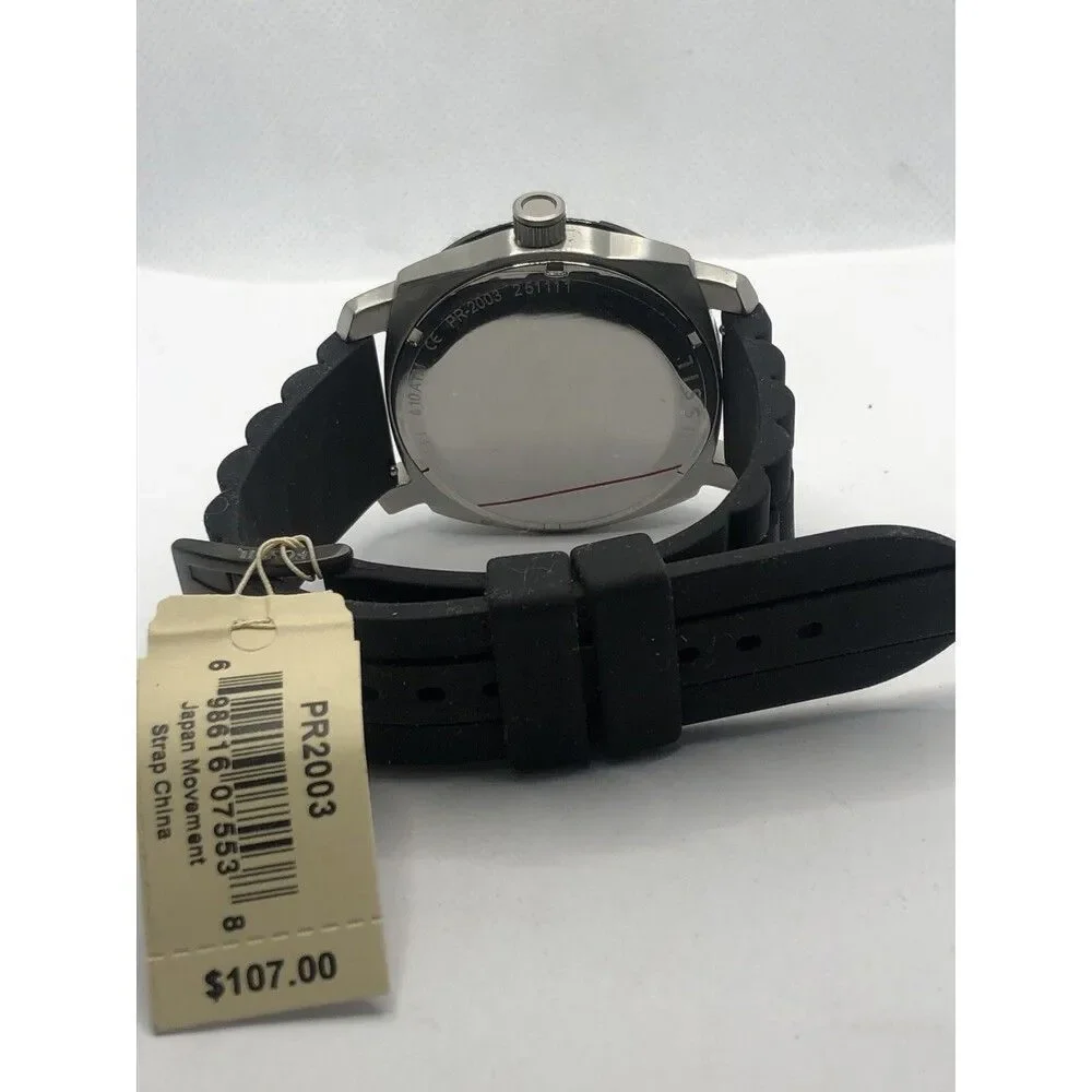 Fossil PR2003 Men's Silicone Analog Black Dial Quartz Genuine Wrist Watch OP423